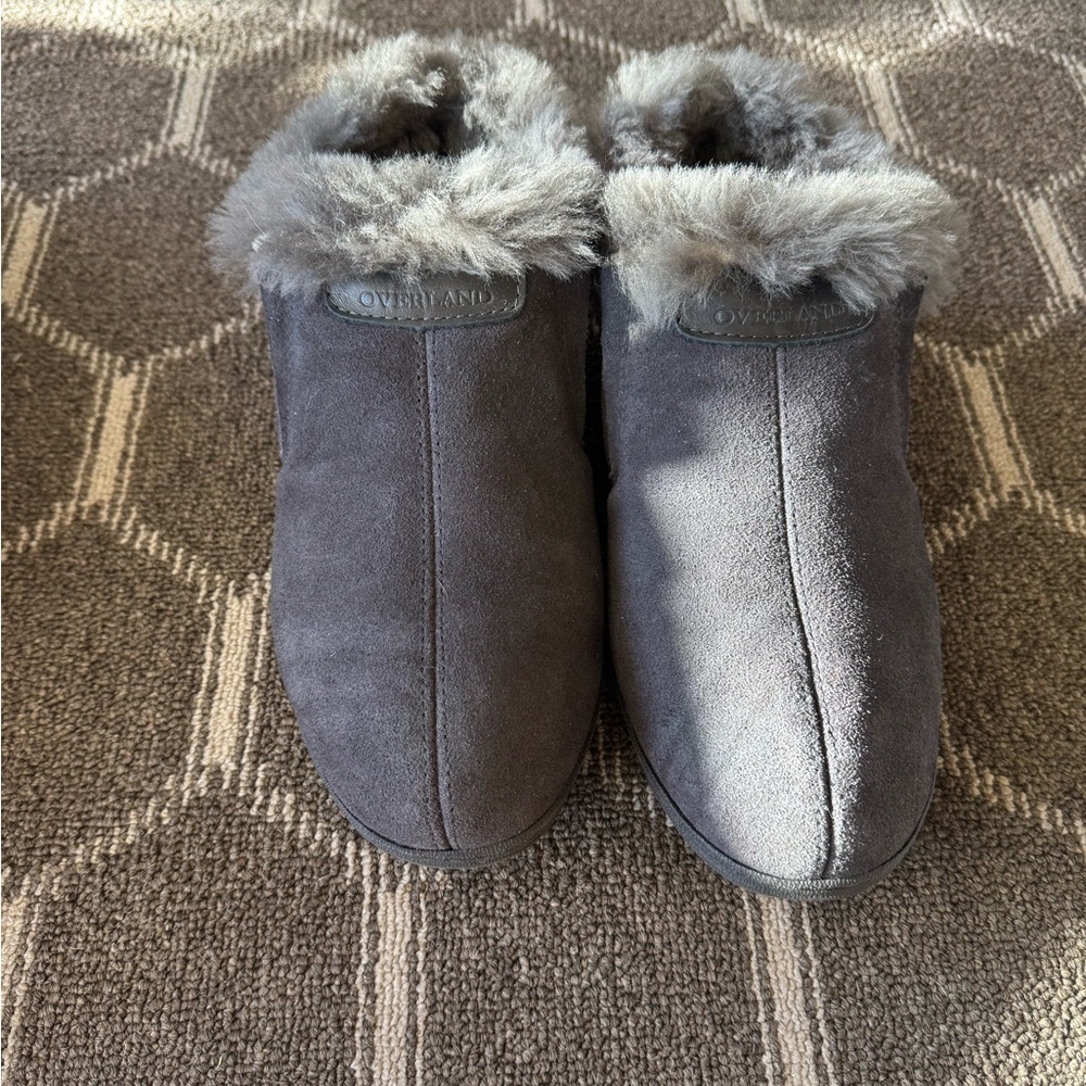 Overland Gray Women's Fur-Lined Slippers | Rubber Sole For Outdoors